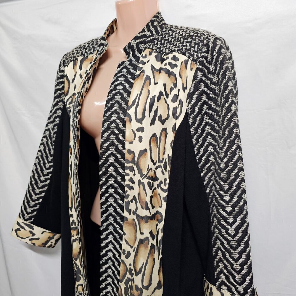 Chico's Open Coat Jacket Women Size 2 Animal Print Tapestry - Picture 3 of 13